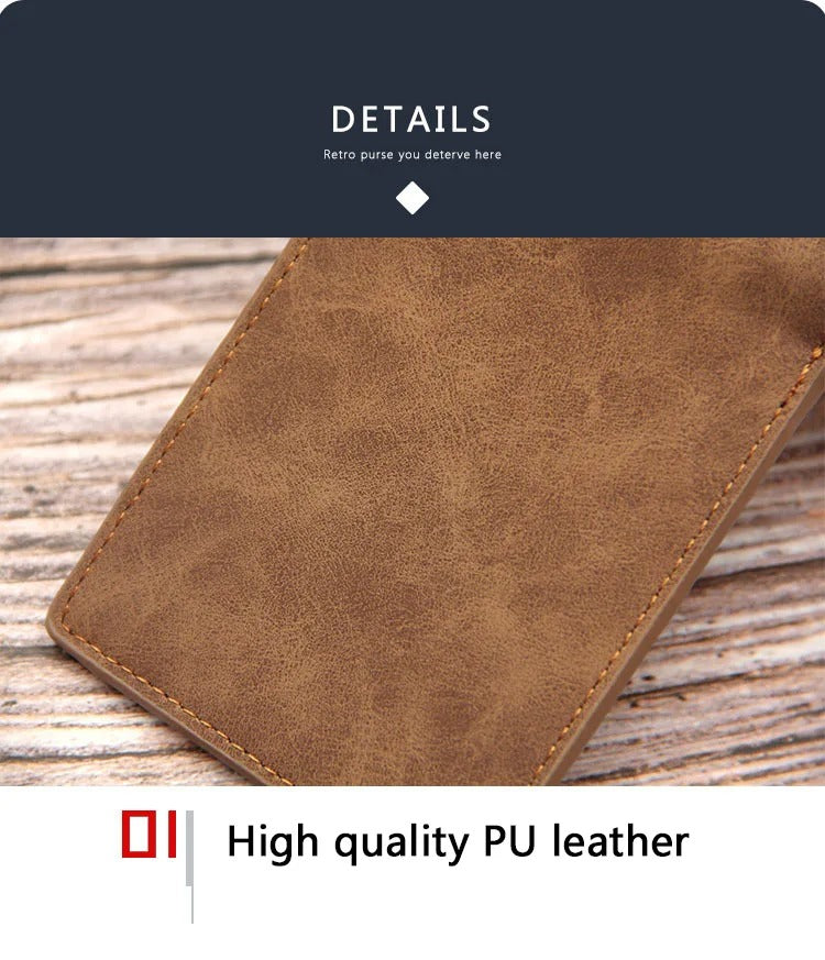 New Short Men Wallets Slim Card Holder Male Wallet PU Leather Small Zipper Coin Pocket Man Purse Wallet