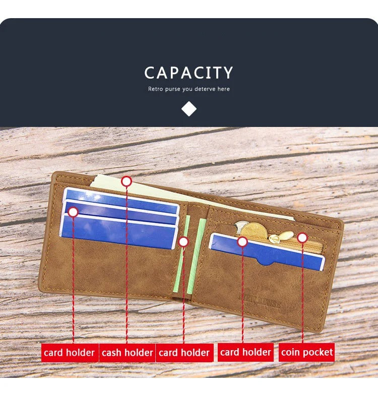New Short Men Wallets Slim Card Holder Male Wallet PU Leather Small Zipper Coin Pocket Man Purse Wallet