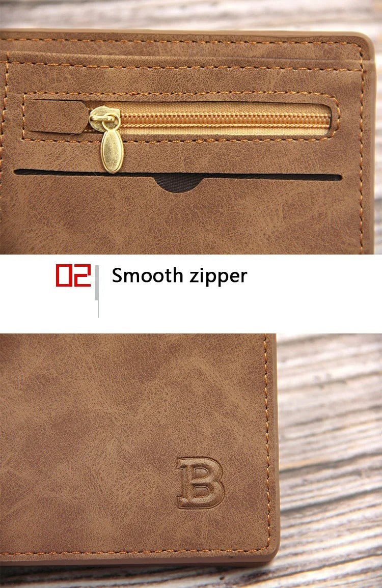 New Short Men Wallets Slim Card Holder Male Wallet PU Leather Small Zipper Coin Pocket Man Purse Wallet