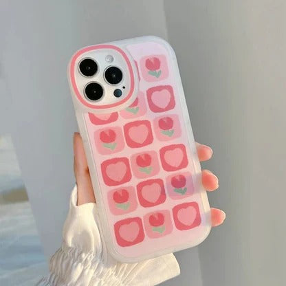 Beautiful Red Tulip & Heart Design - iPhone Back Case Only