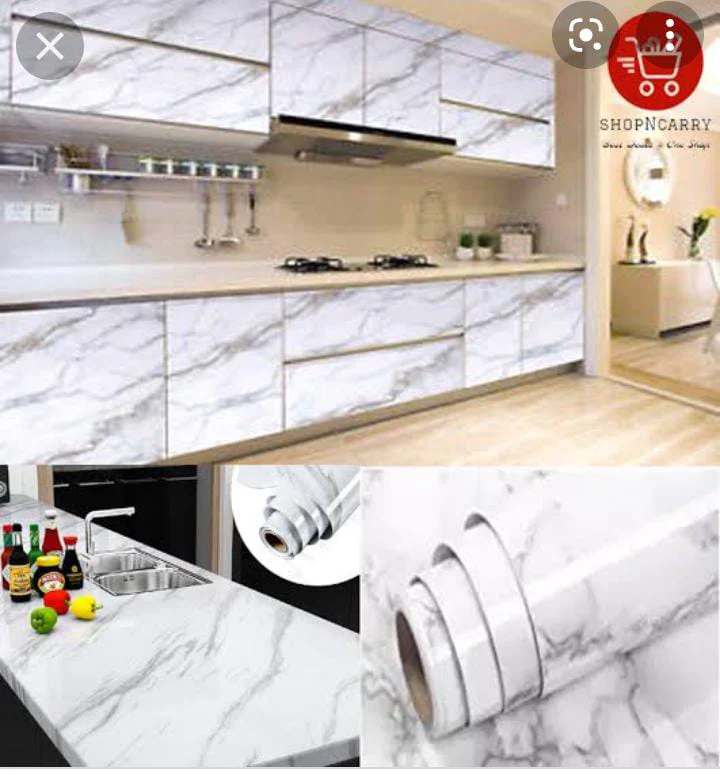 DS Traders White Marble Texture Design PVC Waterproof Sheet (60cmx200cm)